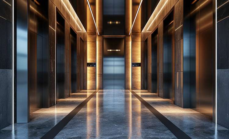 Rows of lifts / elevators