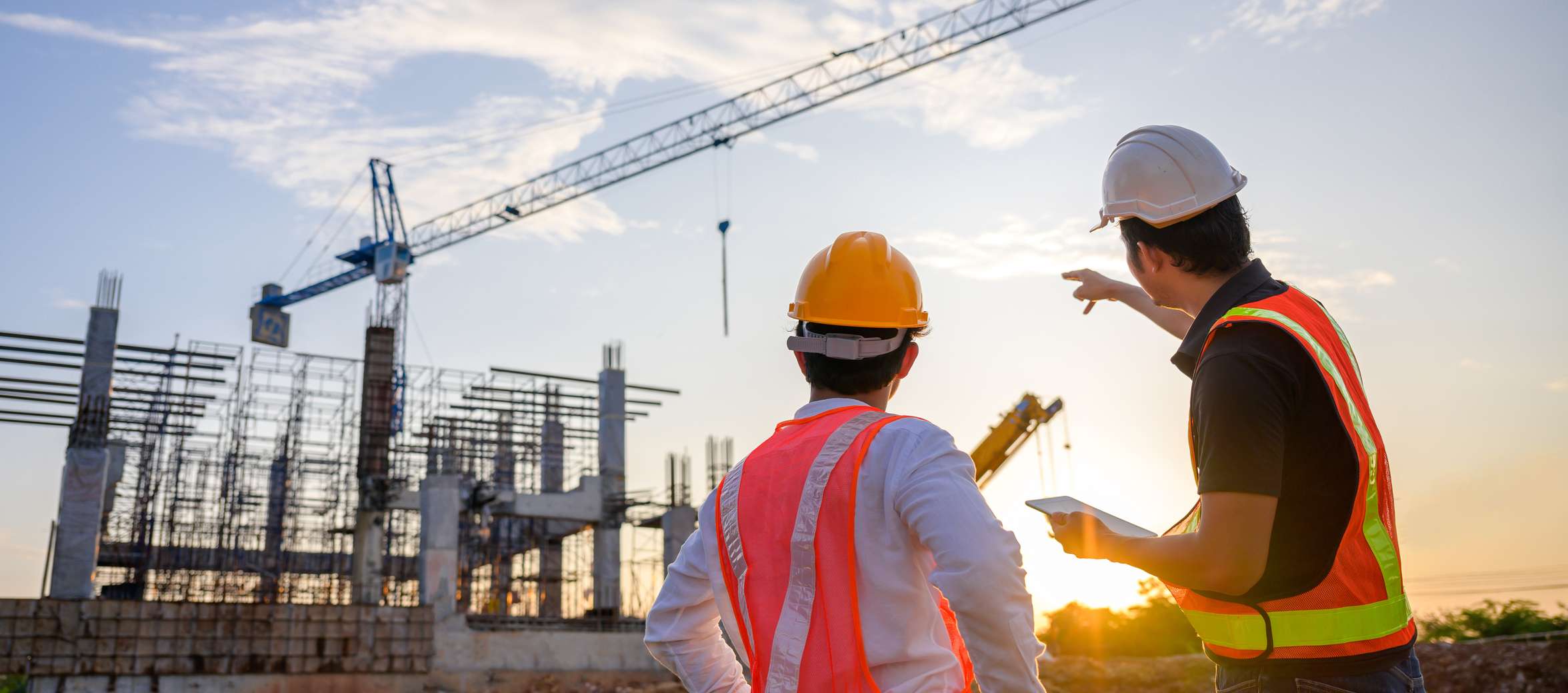 Construction site with people