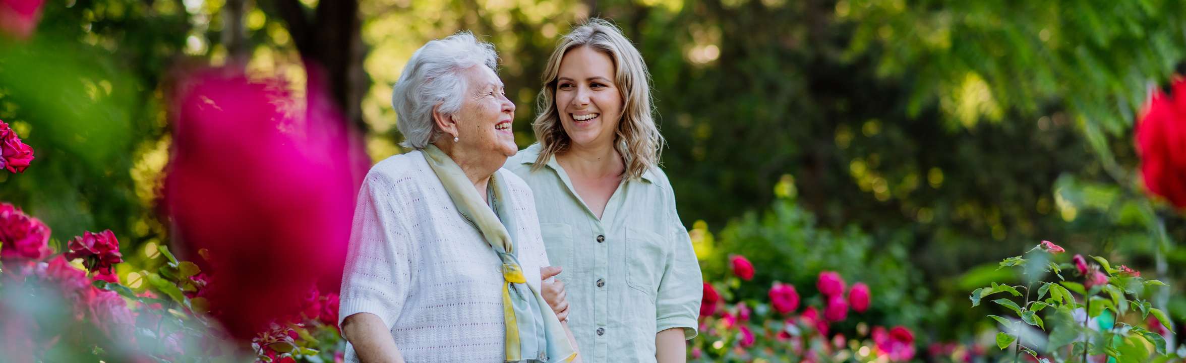 people walking in garden