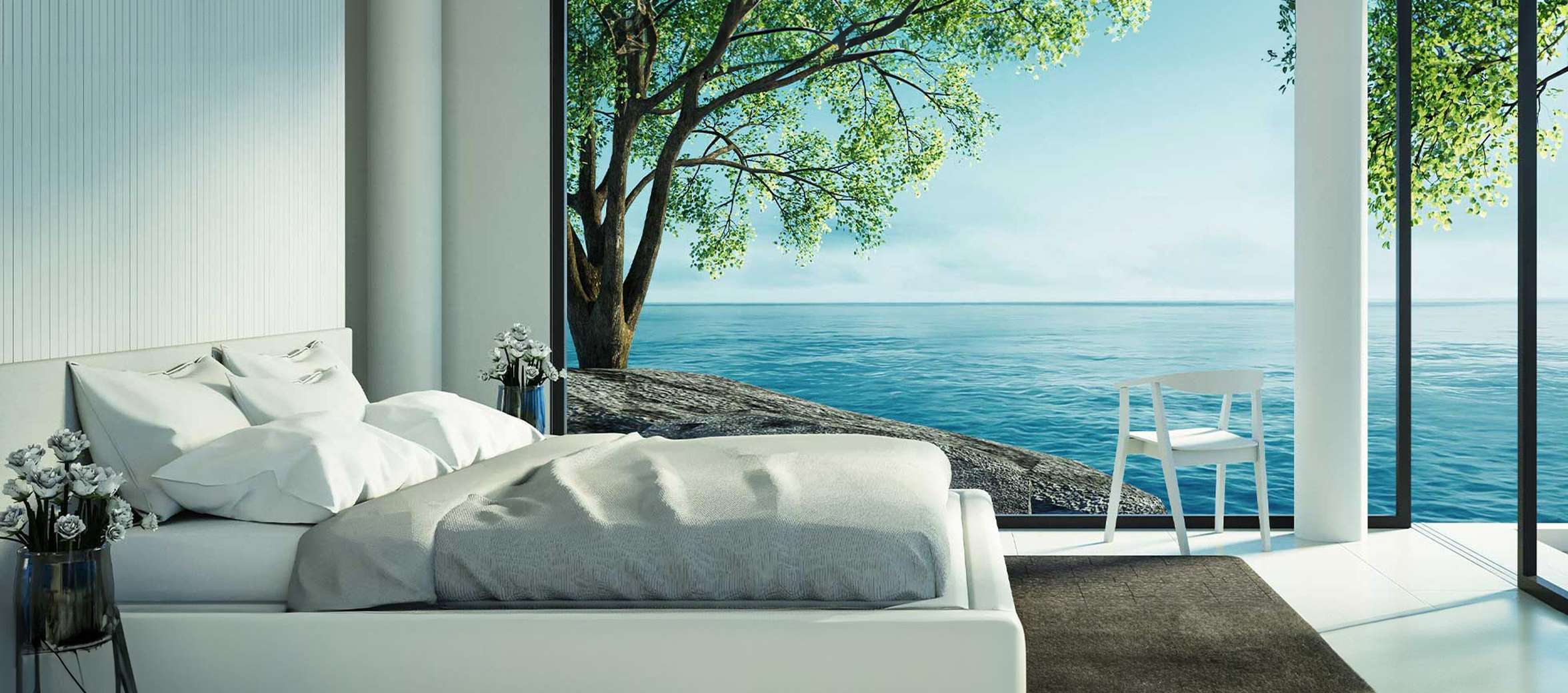hotel room overlooking the sea