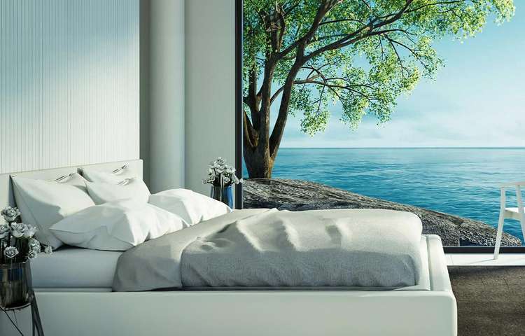 hotel room overlooking the sea